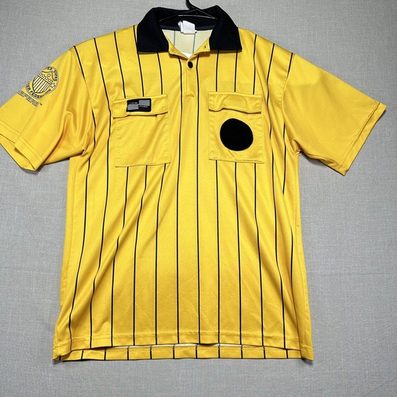 Vintage Soccer Official Referee Shirt U.S. Soccer Federation Men's M Yellow USA - Picture 1 of 16